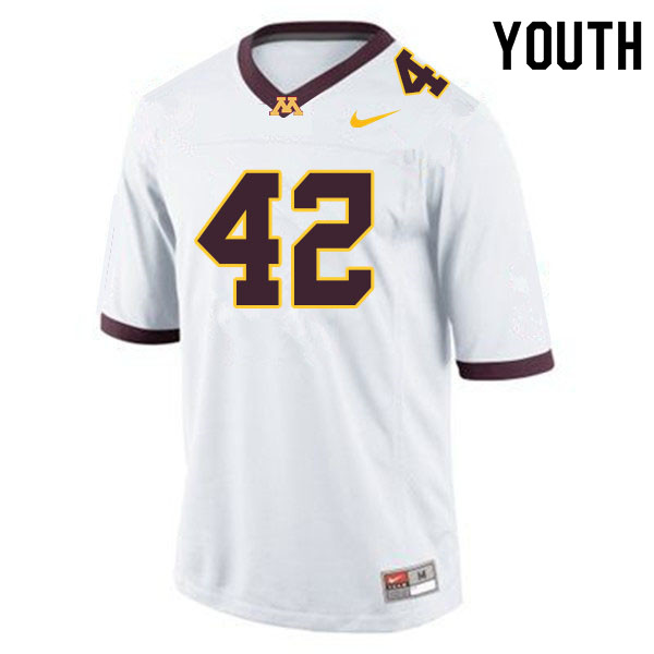 Youth #42 Ko Kieft Minnesota Golden Gophers College Football Jerseys Sale-White - Click Image to Close